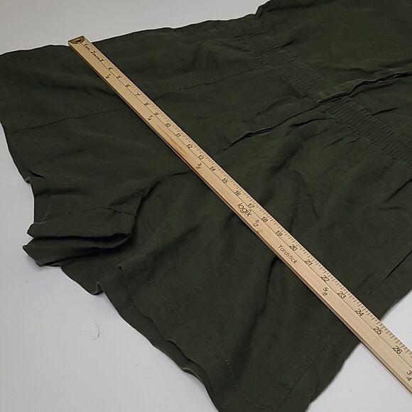 $109 NEW XL ATHLETA LINEN OLIVE GREEN SHORT SLEEVE ZIP POCKET ROMPER EXTRA LARGE - Picture 5 of 14